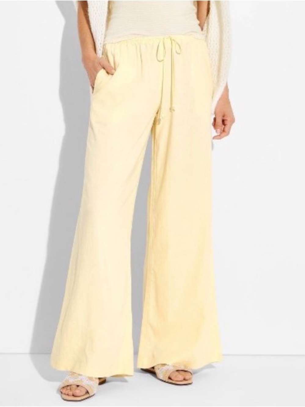 wild fable Pale Yellow Wide-Leg Drawstring Pants